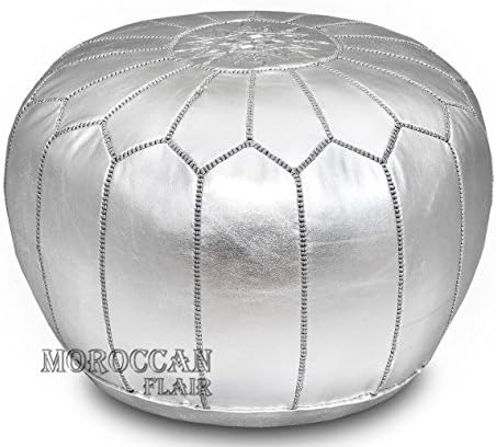 Handmade Leather Moroccan Pouf Ottoman