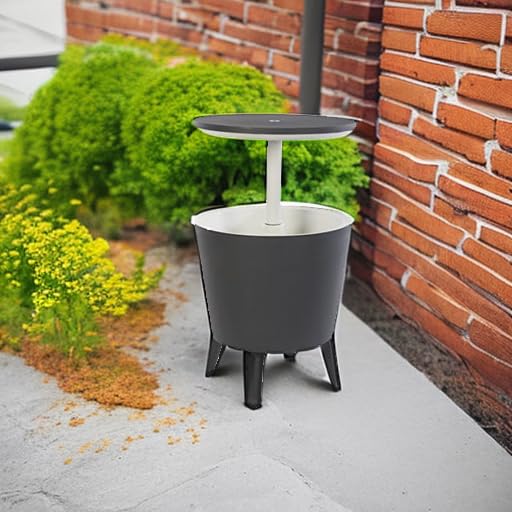 Outdoor Cooler Bar Table with Pop-Up Design and 7.5 Gallon Capacity