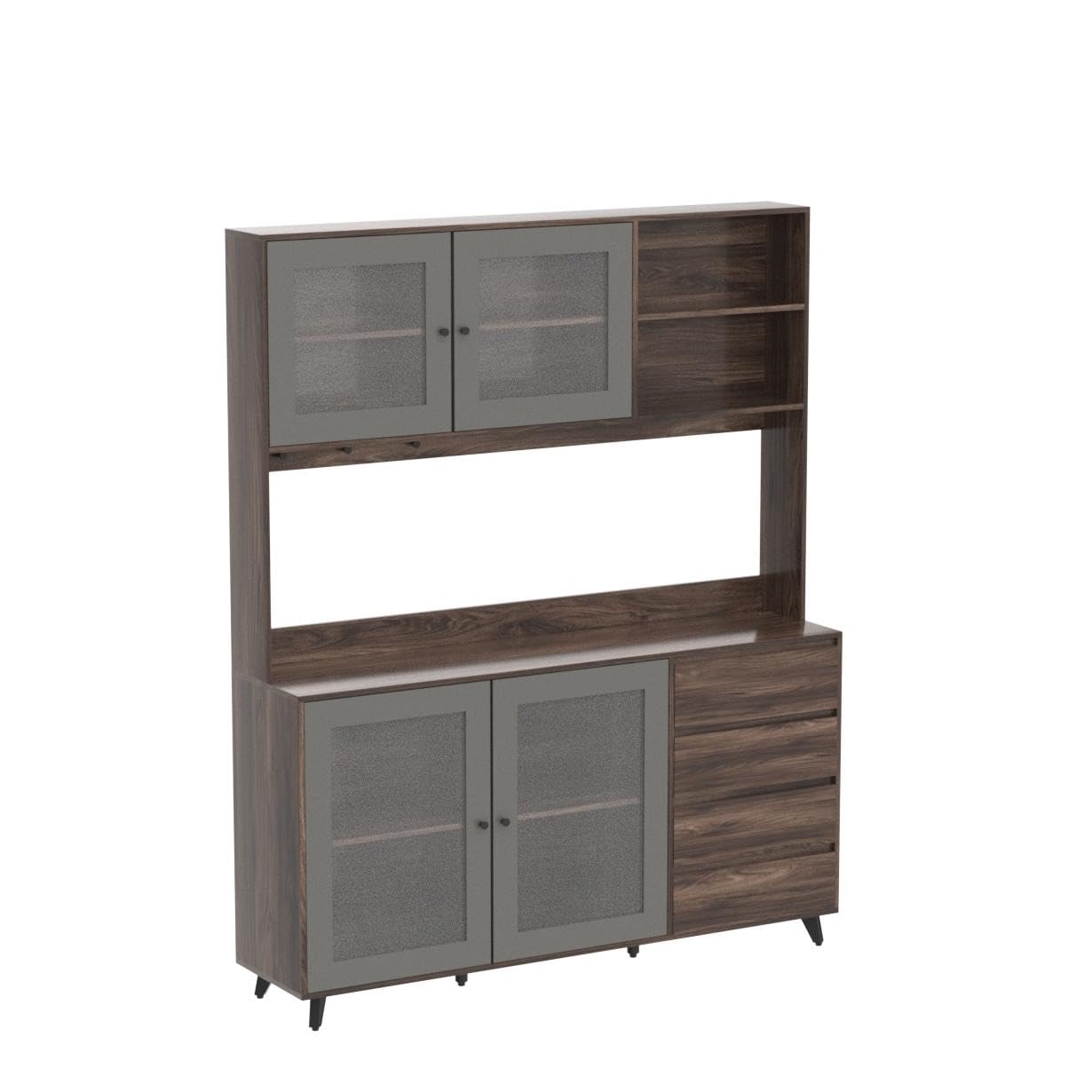Kitchen Pantry Storage Cabinet with Glass Doors