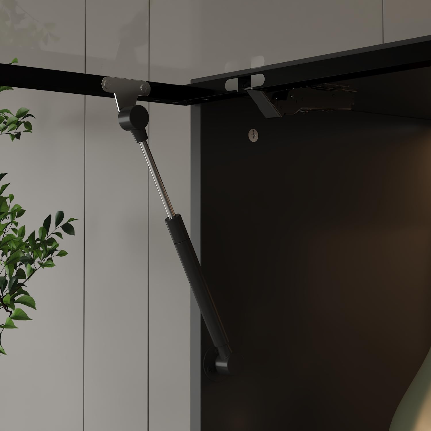 Glass Display Cabinet with LED Lights and Flip-Up Doors