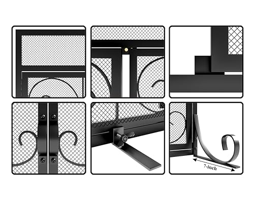 Flat Fireplace Screen with Scroll Design