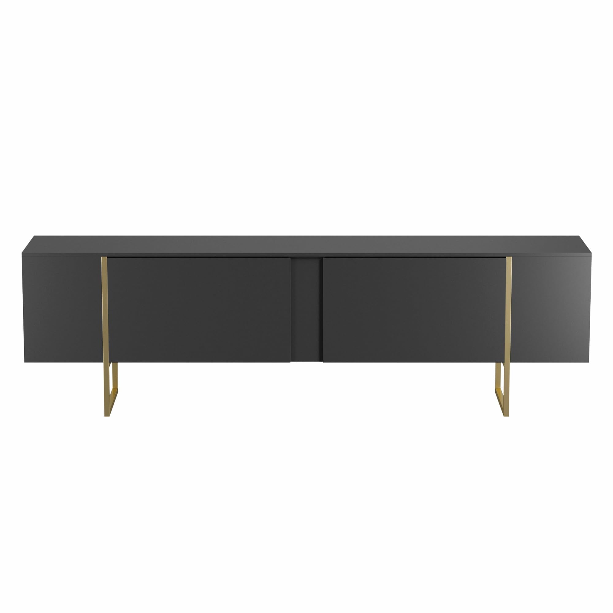 71" TV Stand with Gold Legs and Storage Doors