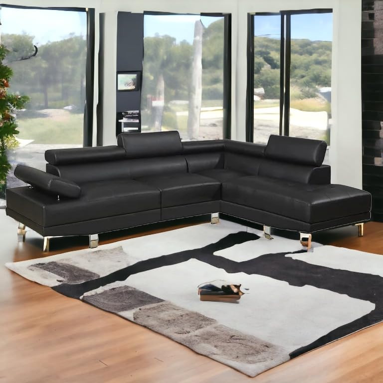 Faux Leather L-Shaped Sectional Sofa Set