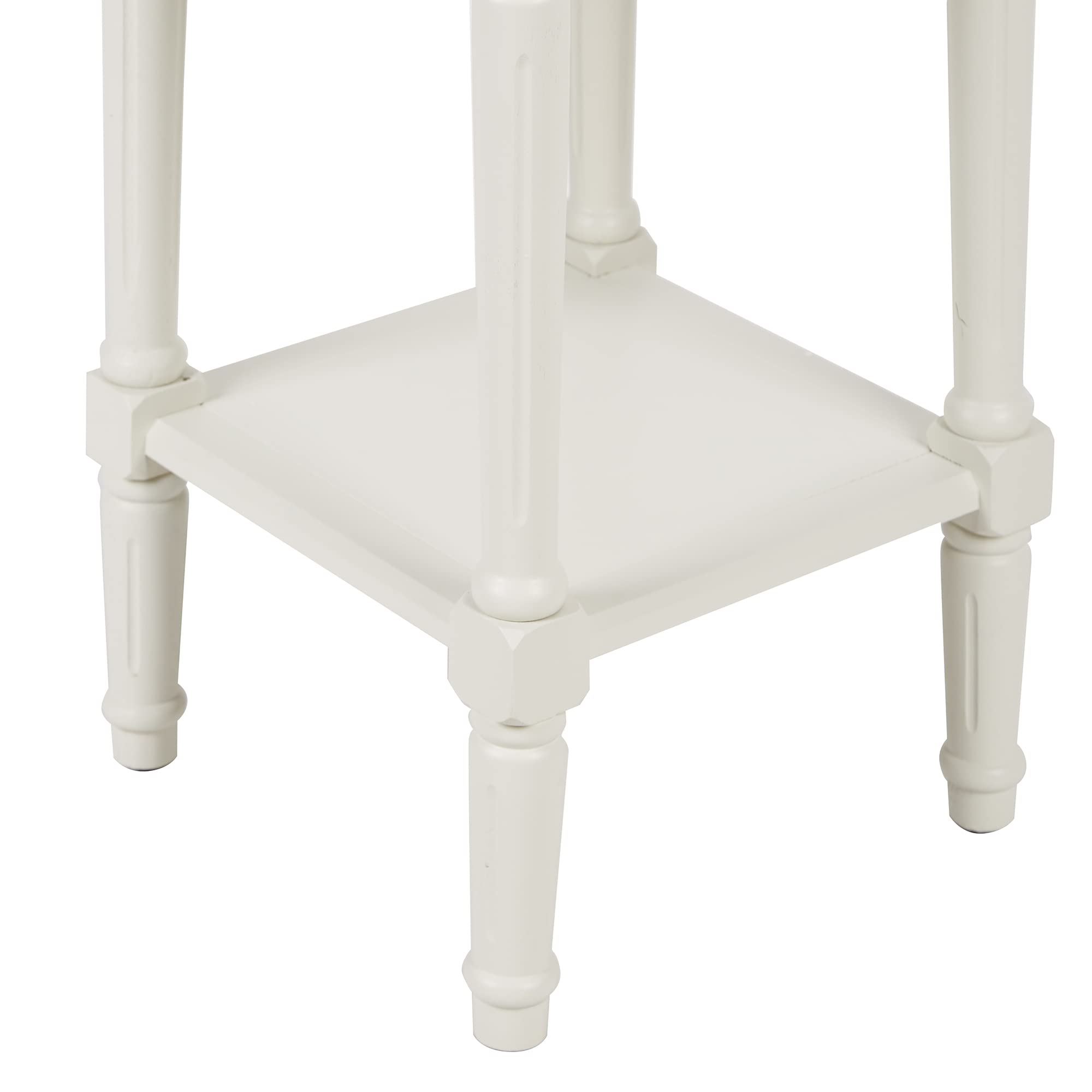 White Traditional Accent Table with Drawer