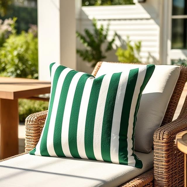 Sunbrella Outdoor Throw Pillow Set - 4 Piece Mason Forest Green