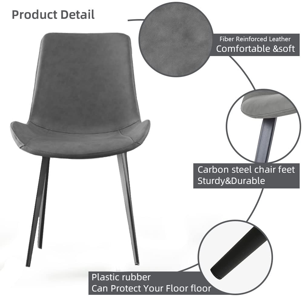 Dining Chairs Set of 2 - Modern Upholstered Faux Leather