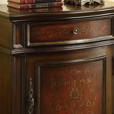 Monarch Specialties Traditional 1-Drawer Bombay Cabinet, Cherry/Red