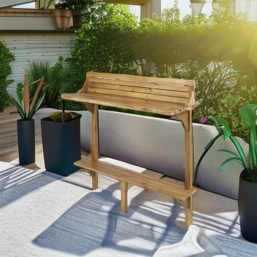 Acacia Wood Balcony Bar Table Natural Stained