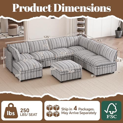 8-Seater Modular Sectional Sofa with Storage and Ottoman