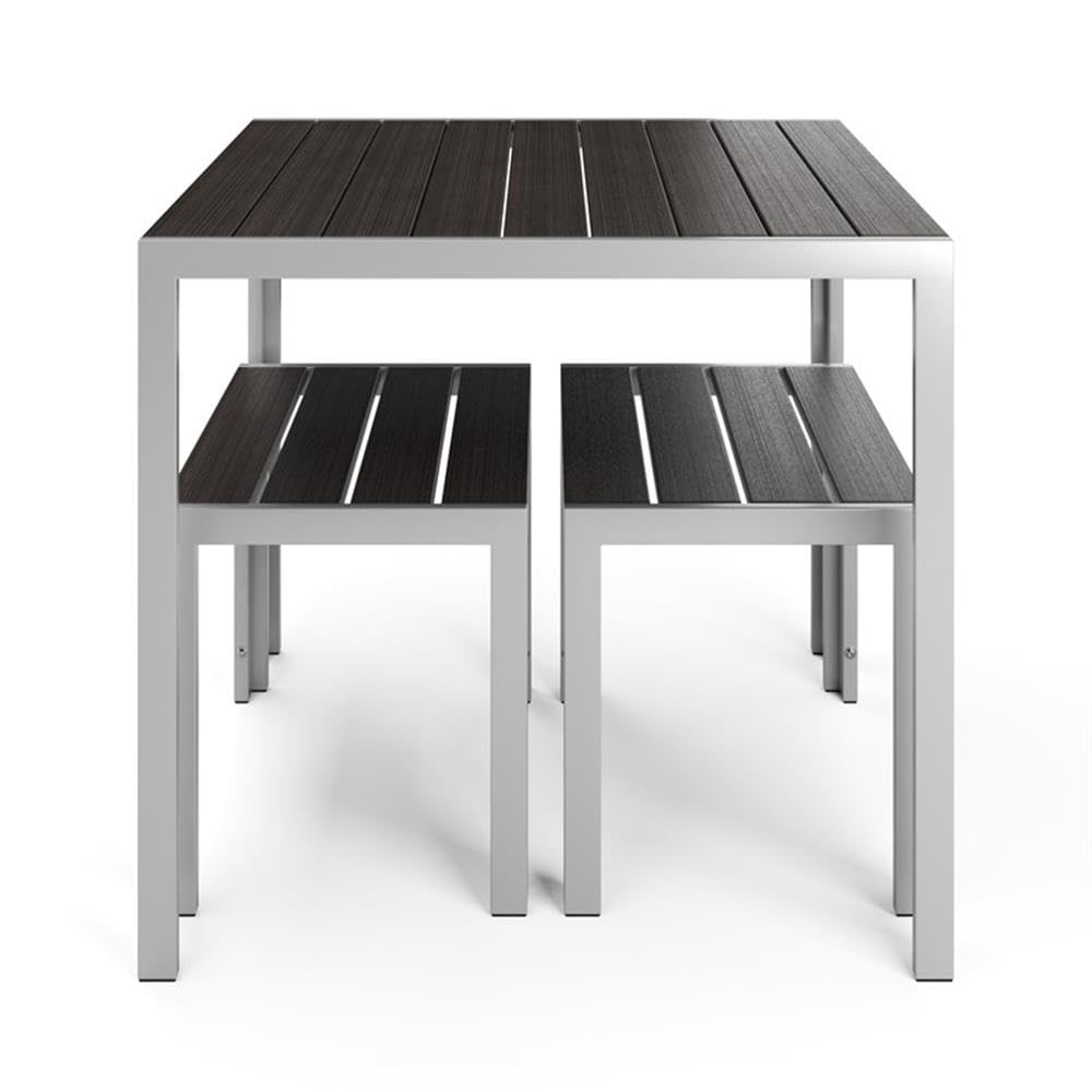 Flats & Castles Luca 3-Piece Modern Aluminum Outdoor Bistro Set in Silver