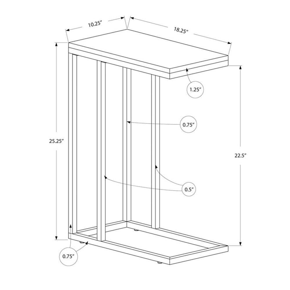Chrome Accent Table with Grey Cement-Look Top