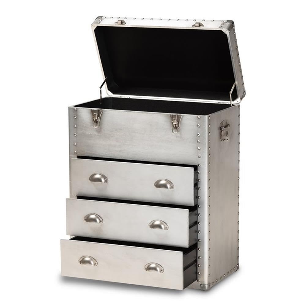 3-Drawer Mid-Century Metal Accent Storage Chest