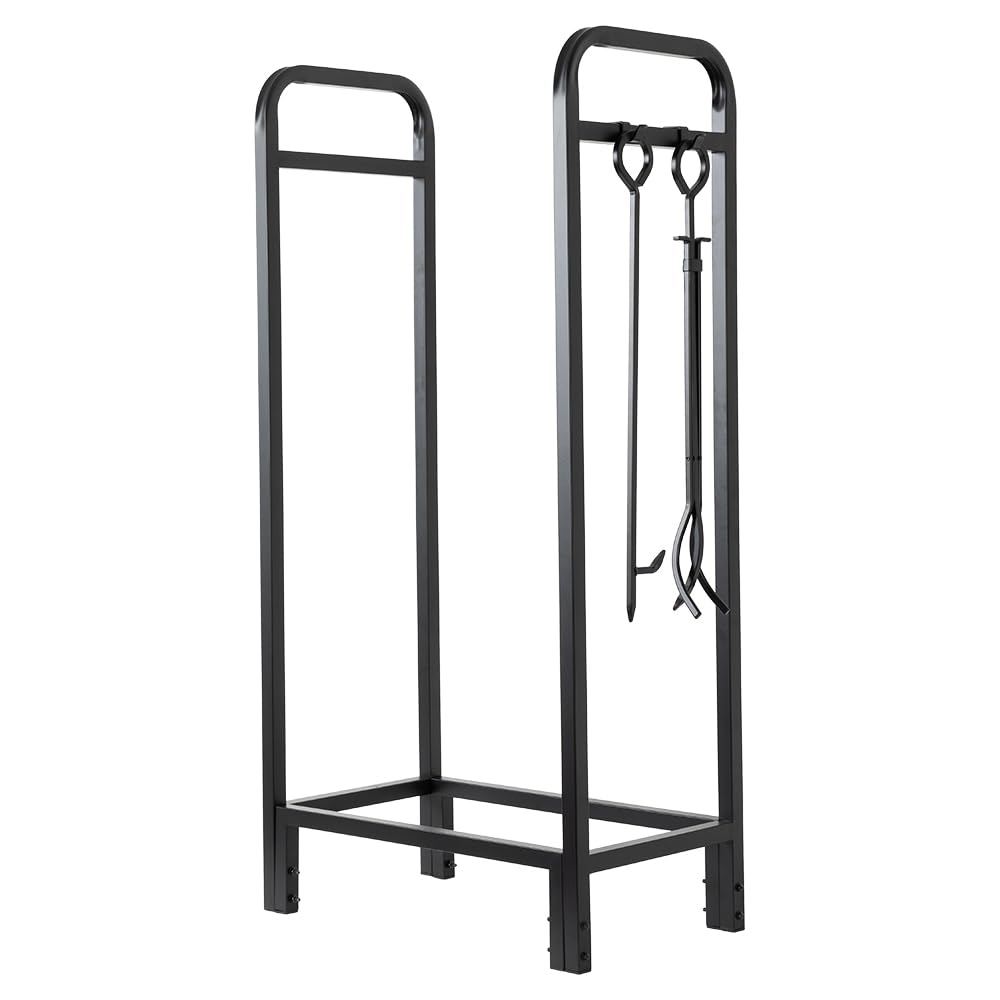 Tall Metal Firewood Log Rack with Cover and Tools