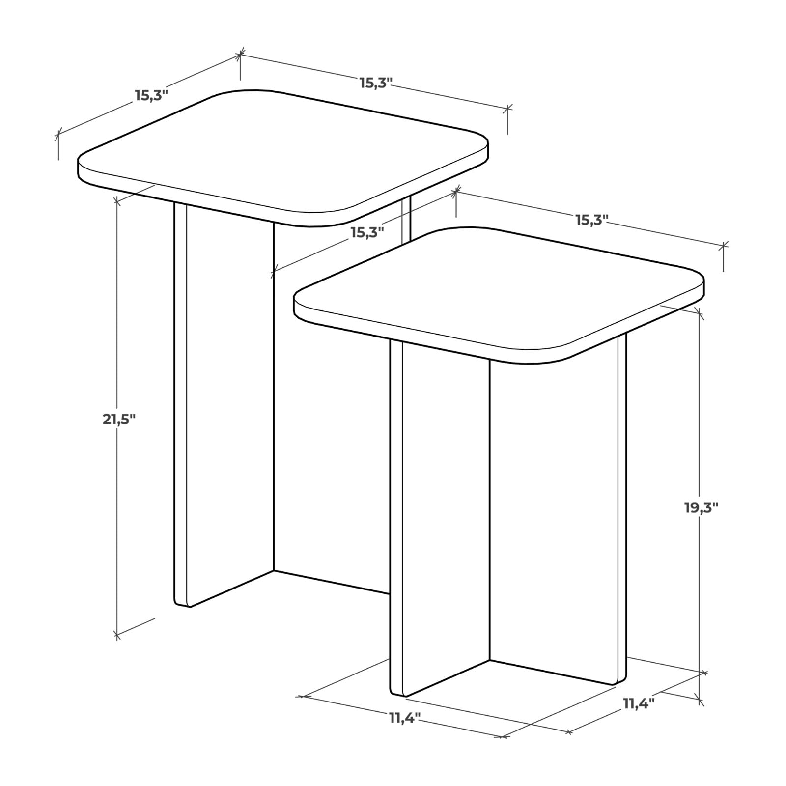 Travertine Square Nesting Coffee Table Set