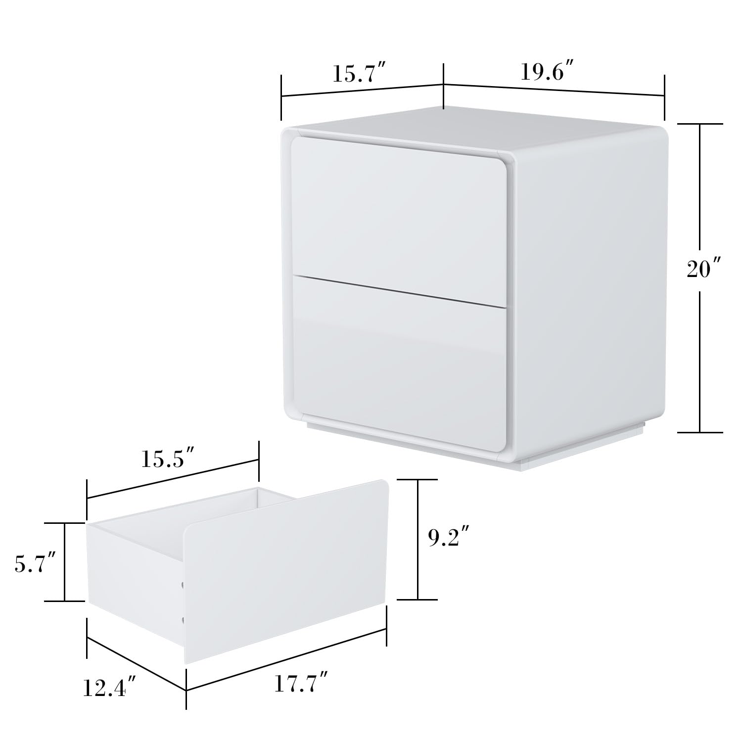 Nightstands Set of 2 with 2 Drawers and Light