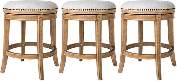 Alexander Backless Counter Stool with 180° Swivel and Footrest