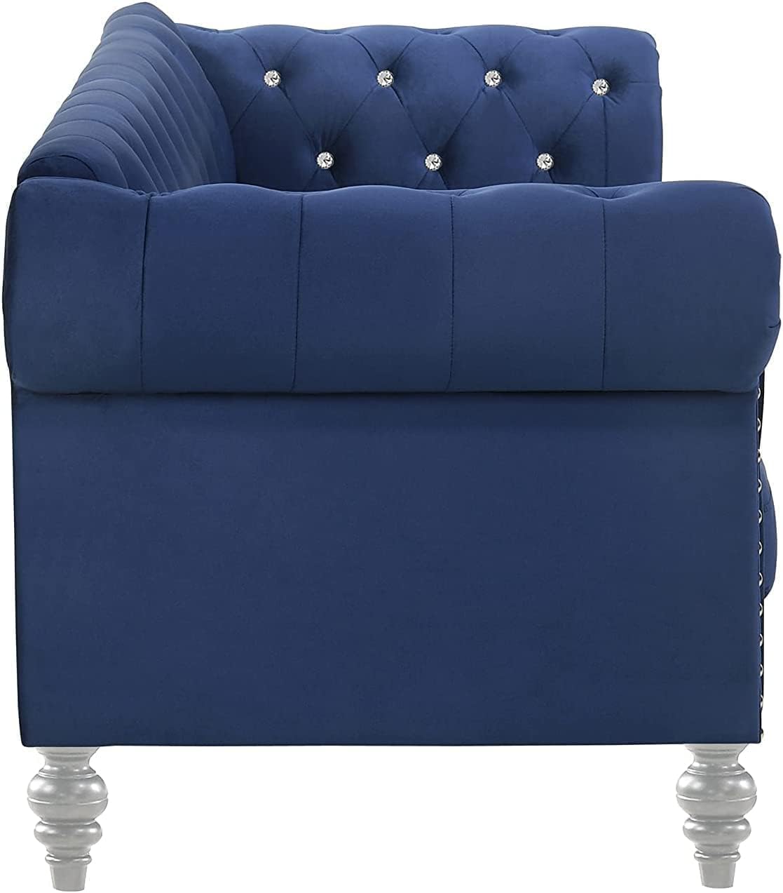 Emma Crystal Sofa and Loveseat Set Royal Blue