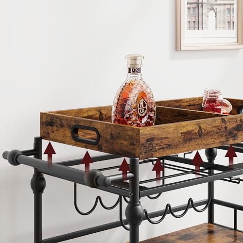 3-Tier Rolling Bar Cart with Wine Rack