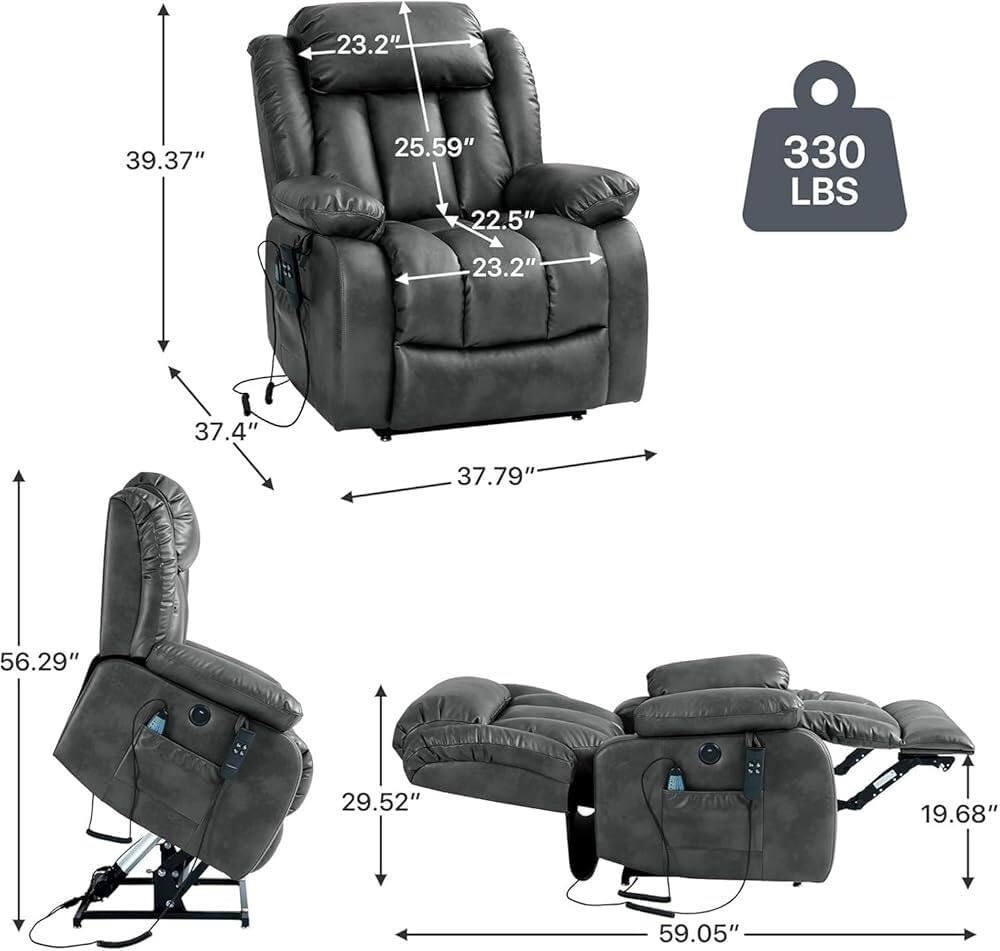 Power Lift Recliner Chair with Heat and Massage