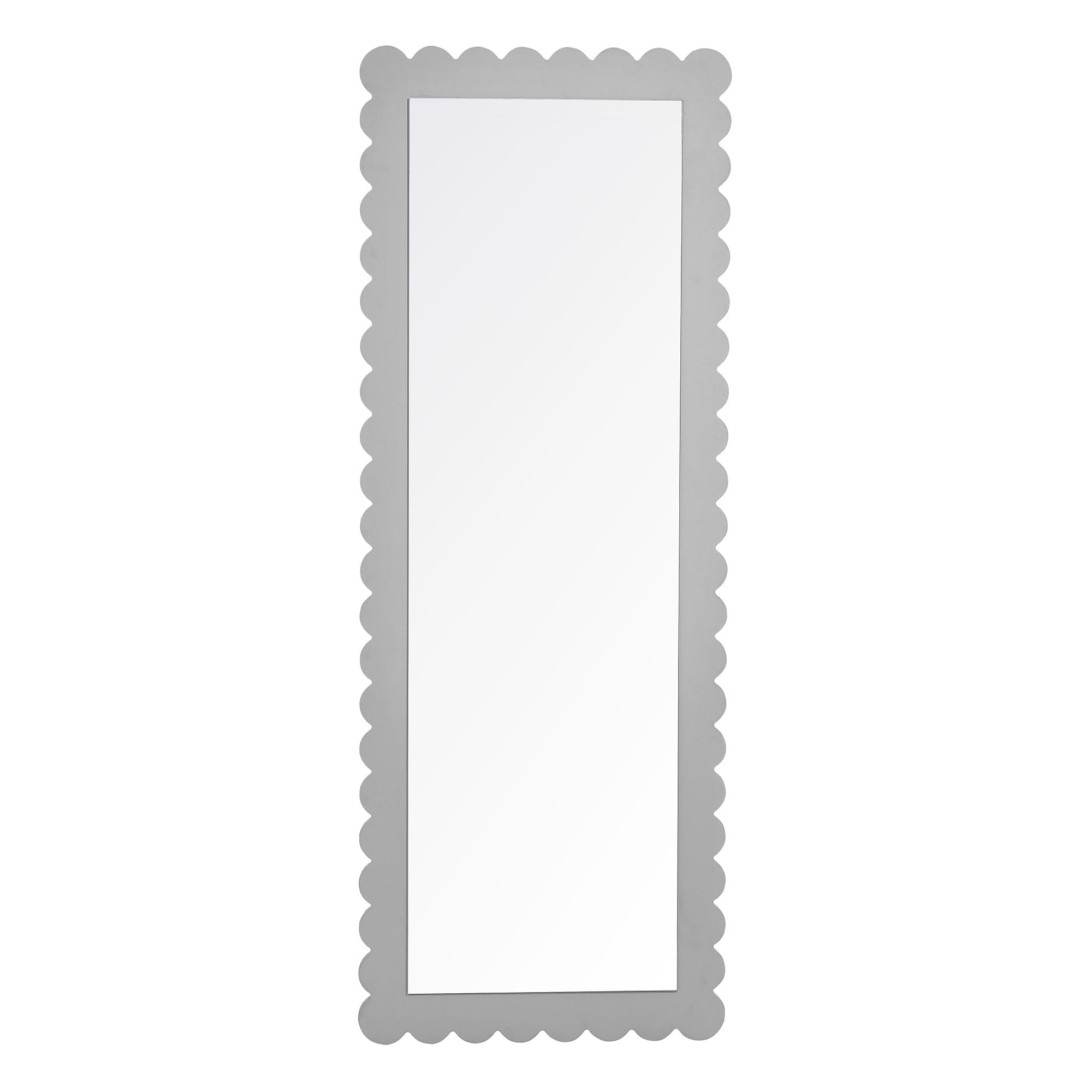 Scalloped Full-Length Floor Mirror Light Gray