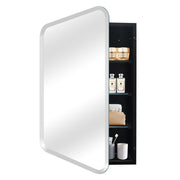 16" x 26" Frameless Medicine Cabinet with Mirror - Black