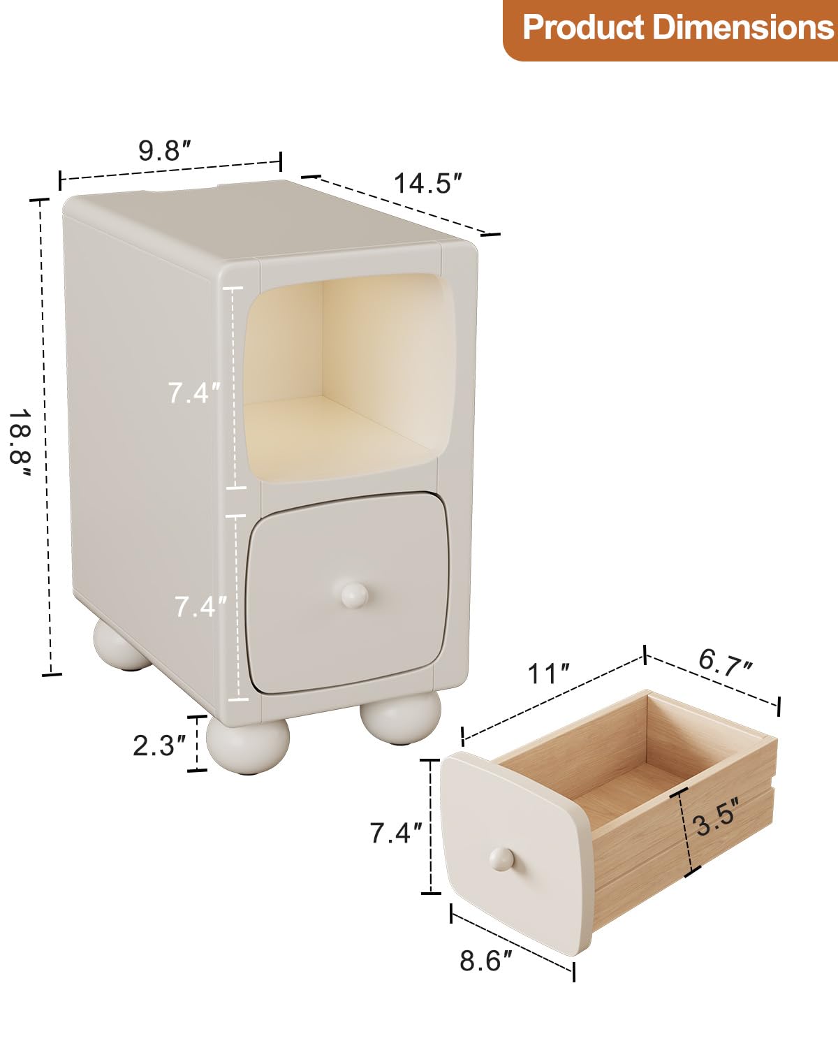 Small Bedside Table with Drawer