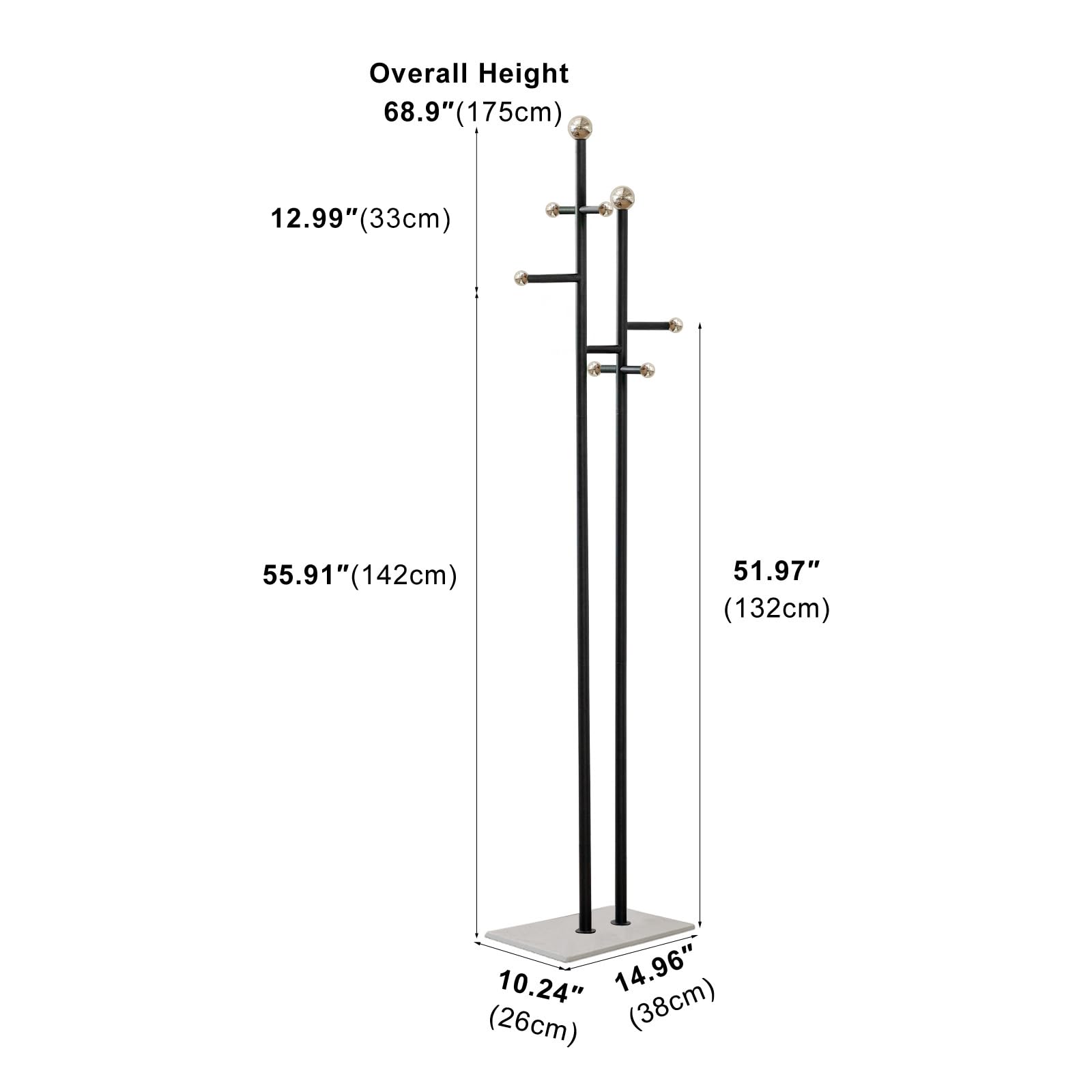 Freestanding Coat Rack with Marble Base