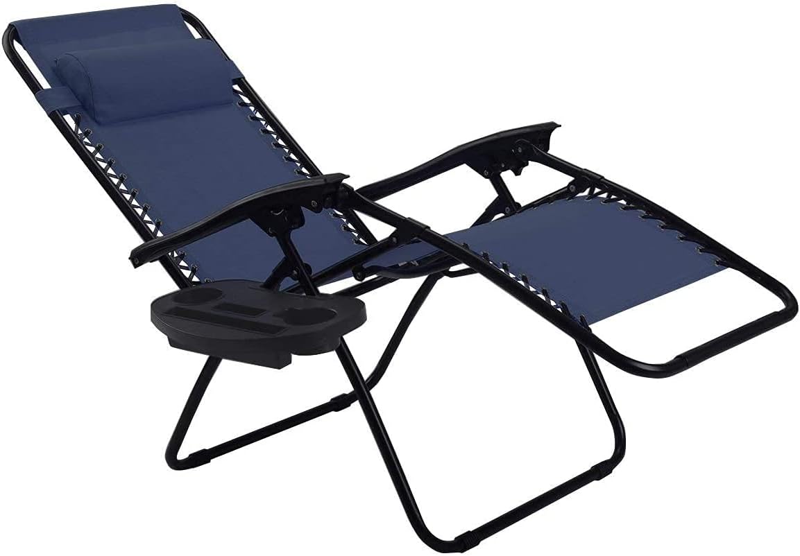 Rainfally Set of 2 Zero Gravity Chair, Outdoor Folding Lounge Chair w/Cup Holder & Headrest, Adjustable Reclining Patio Chair for Poolside, Backyard, Beach,Camping