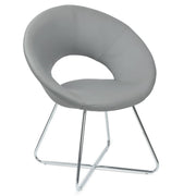 Circle Leather Accent Chair with Chrome Legs