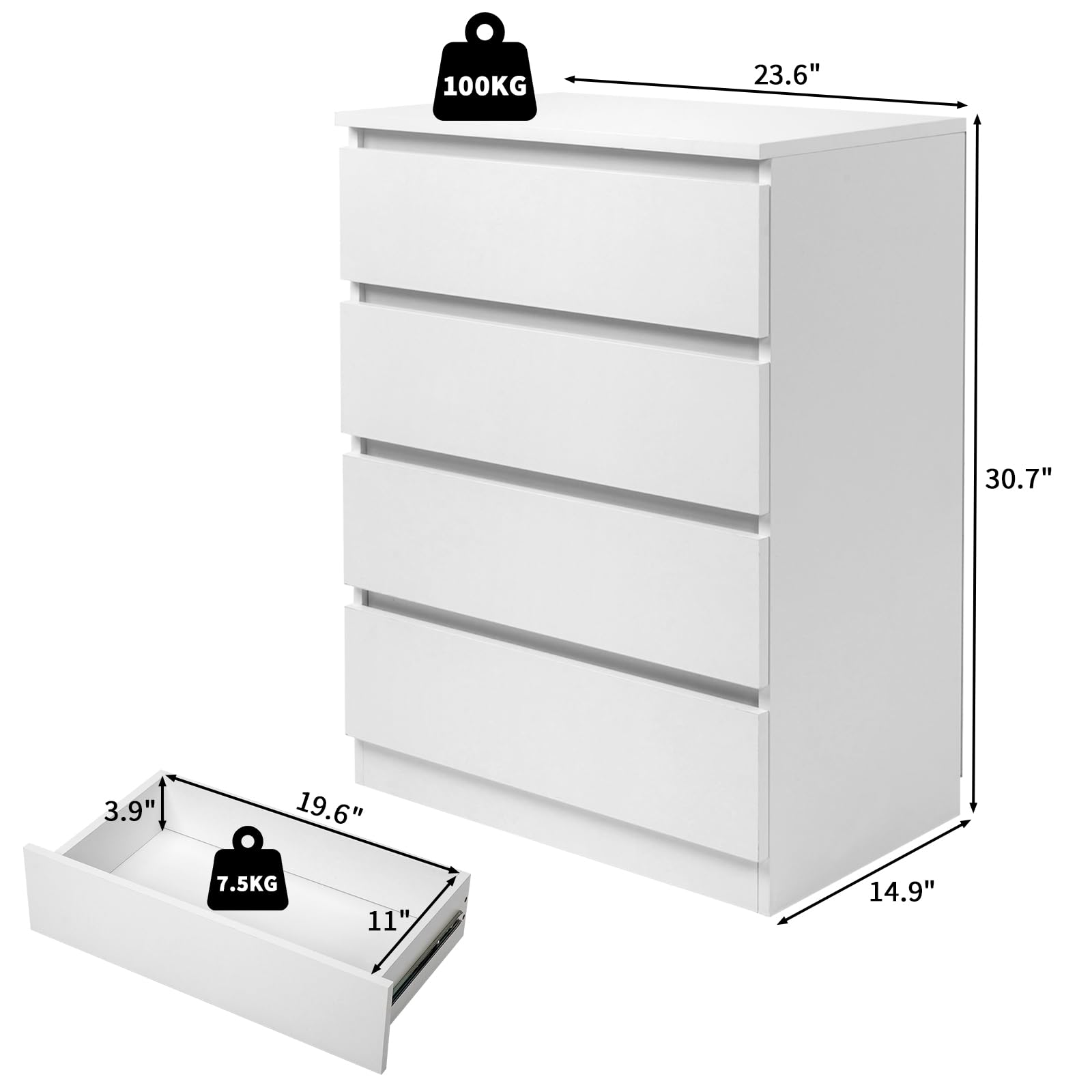 4-Drawer Dresser with Anti-Tipping Device