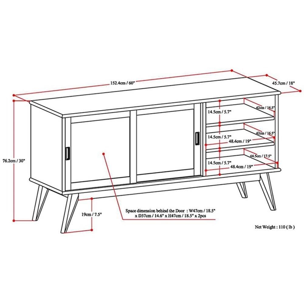 Mid Century TV Media Stand with Sliding Doors