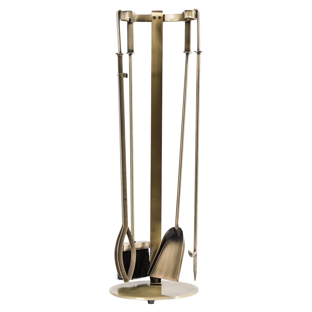 5-Piece Fireplace Tool Set - Aged Brass