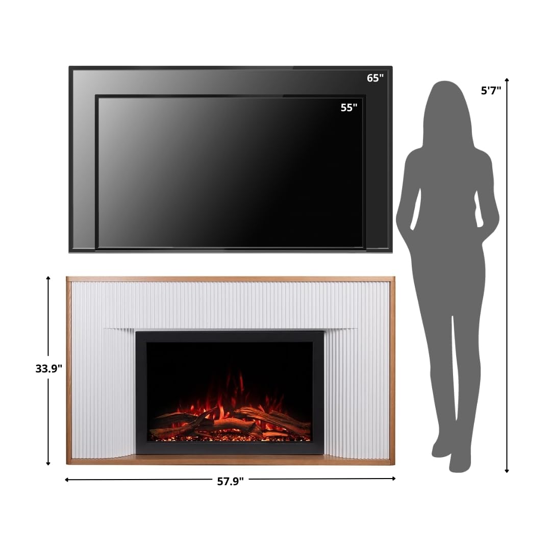 Smart Electric Fireplace Mantel with 33" Firebox Heater