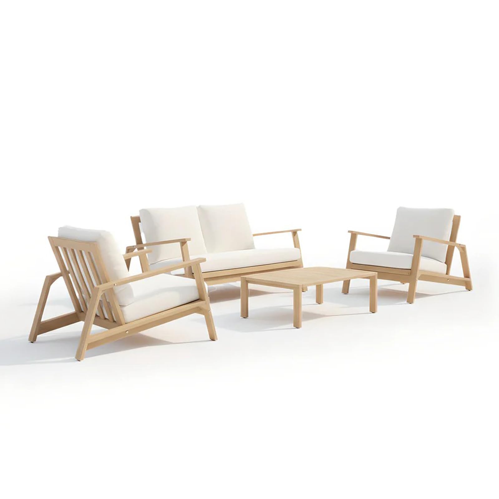4-Piece Acacia Wood Outdoor Sectional Sofa Set