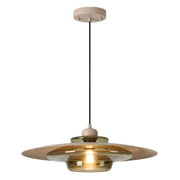 Modern Pendant Light with Olive Green Glass Shade