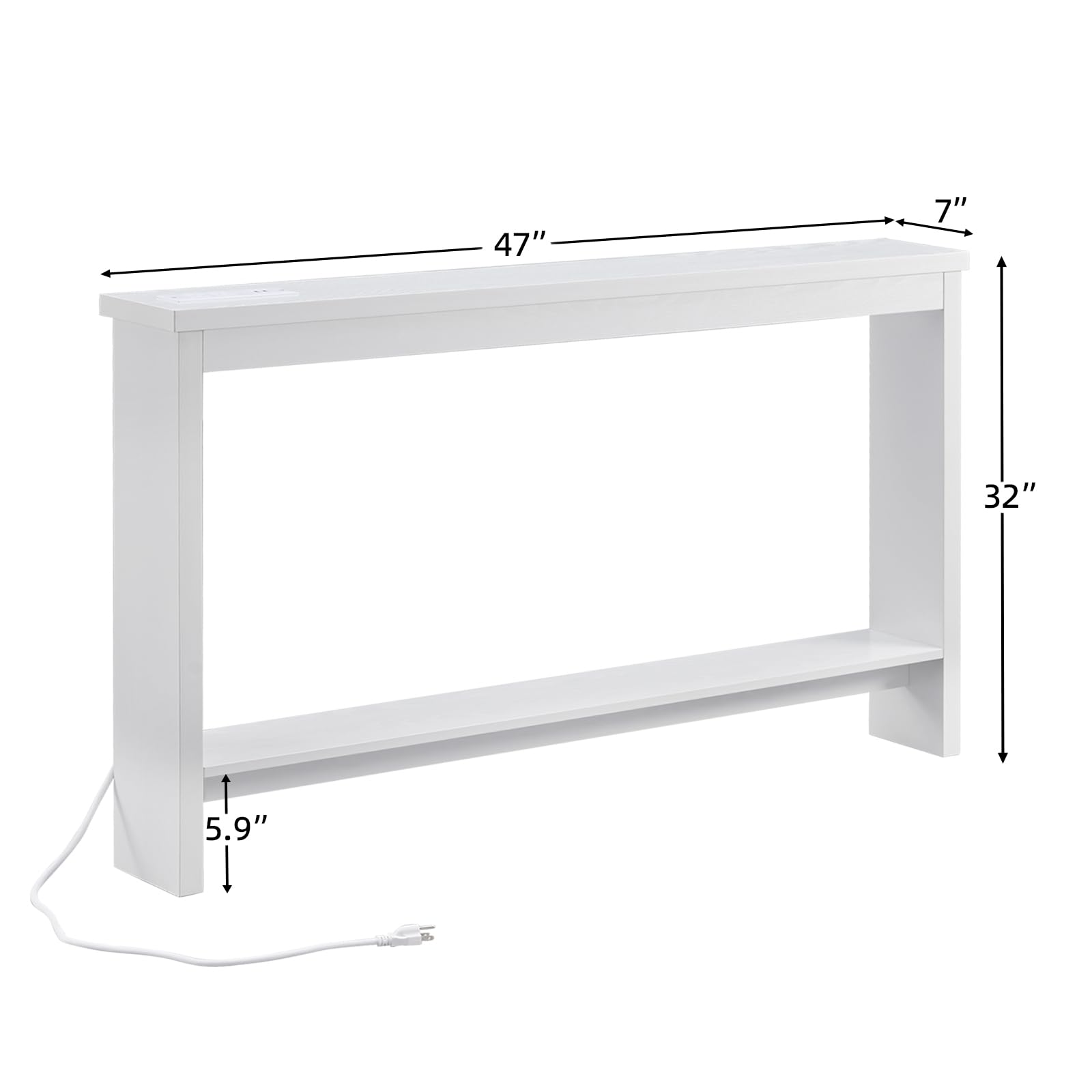 Narrow Console Table with Outlet and USB Charging Station