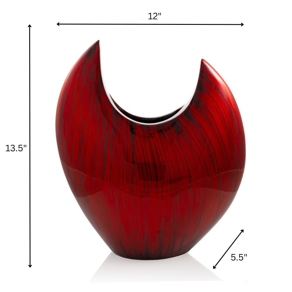 Acentuada Fat Pointed Red Glaze Vase 13.5" H
