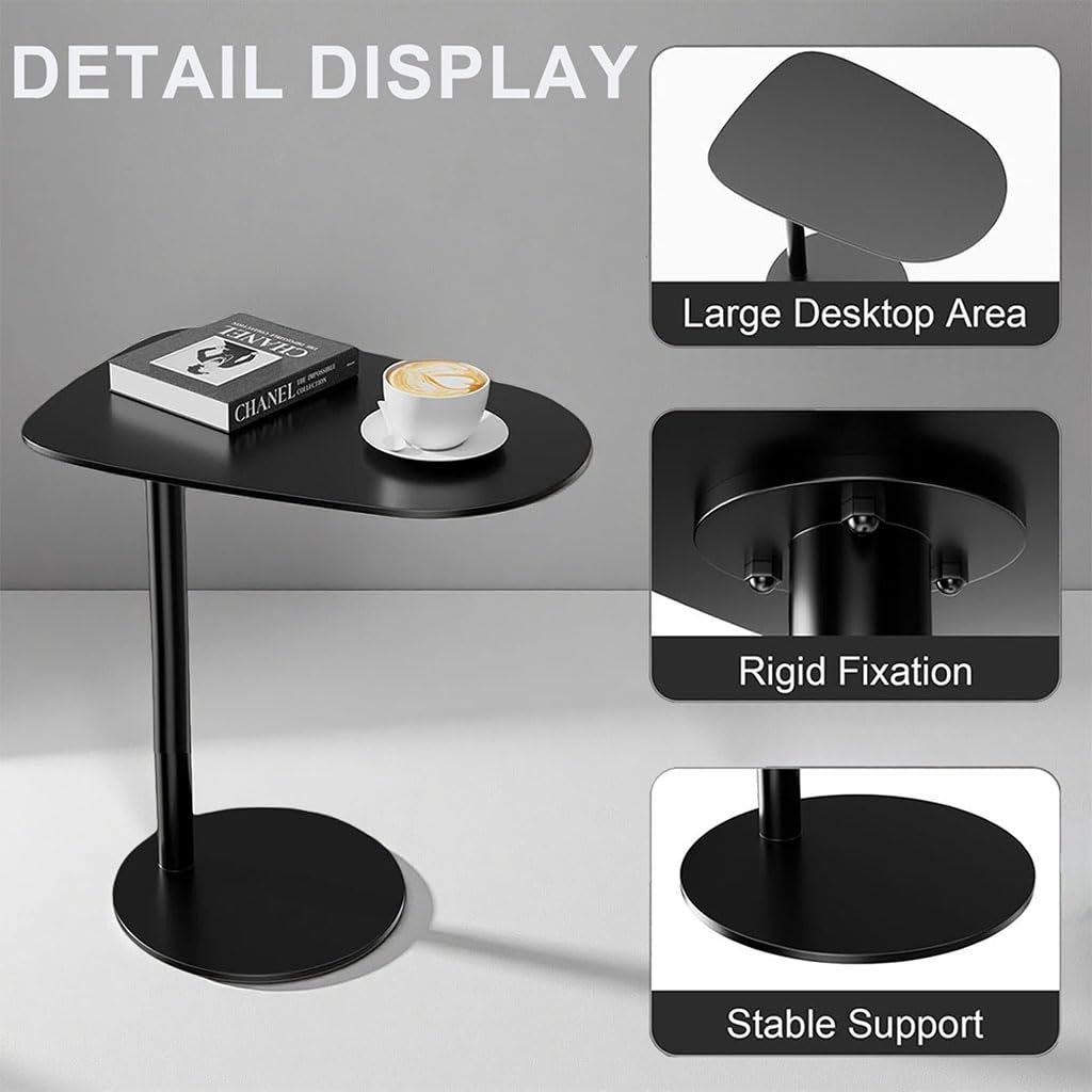 C Shaped End Table - Modern Metal Side Table for Couch