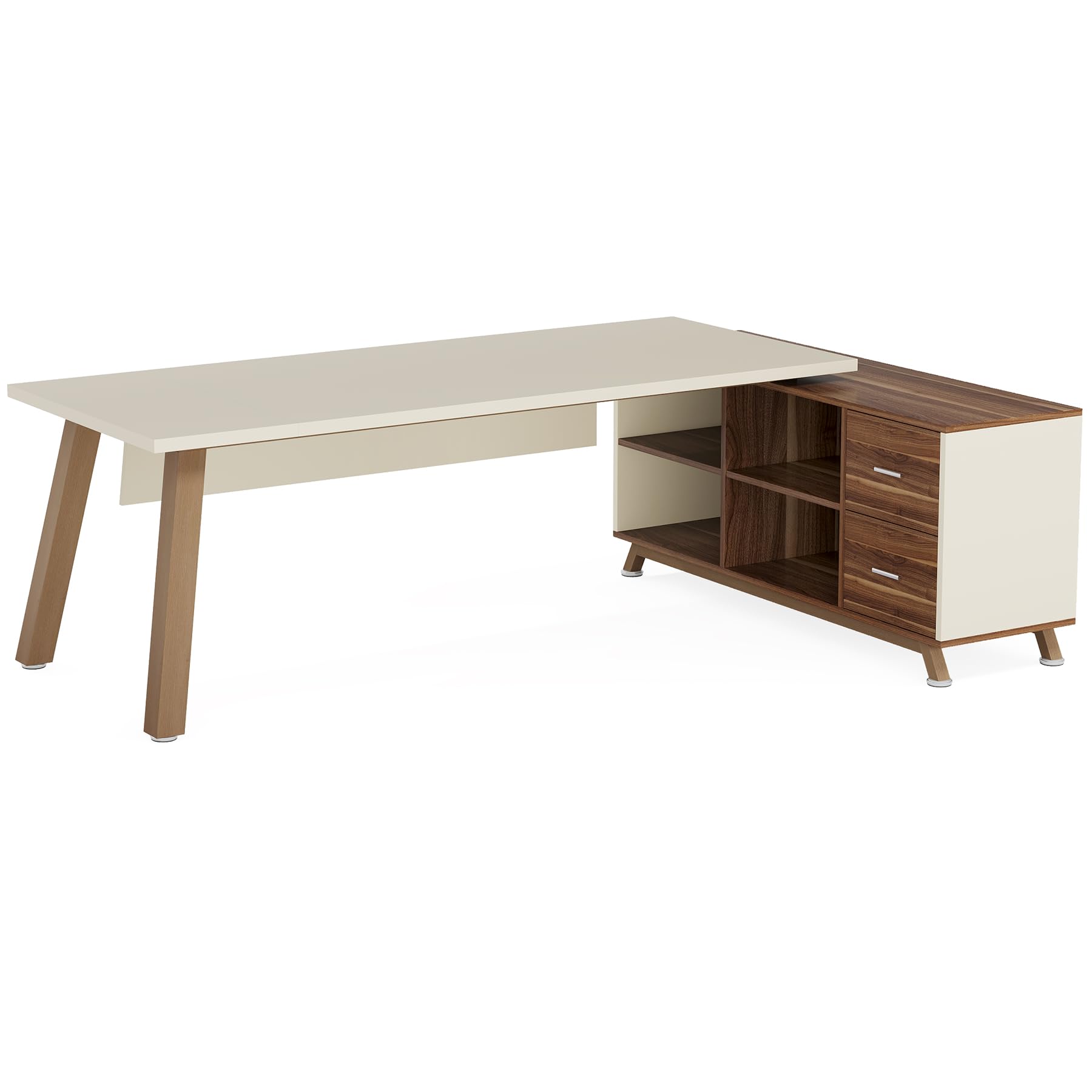 78.7-Inch L-Shaped Executive Desk with Storage Cabinet
