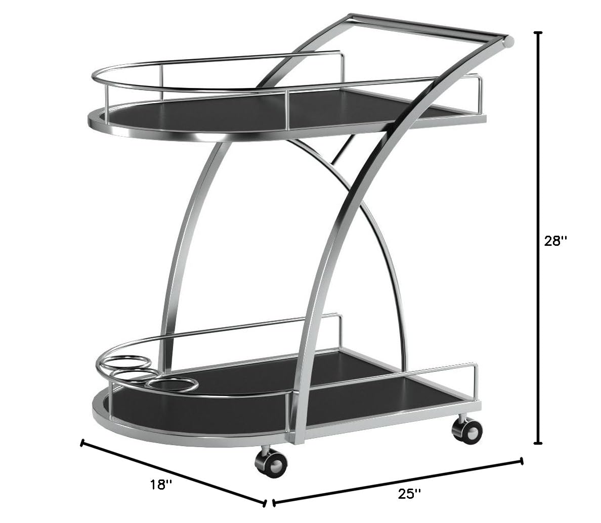 Bar Serving Cart with Tempered Glass