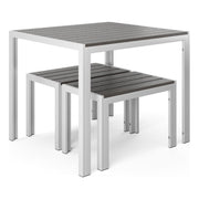 Flats & Castles Luca 3-Piece Modern Aluminum Outdoor Bistro Set in Silver