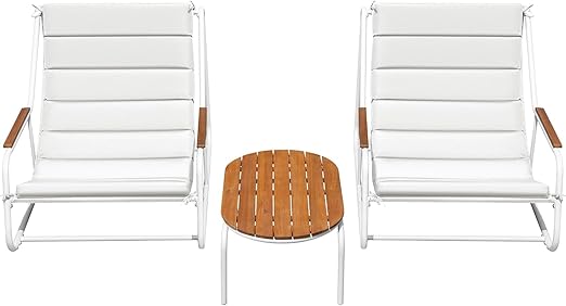 3-Piece Patio Furniture Set with Chaise Lounge Chairs and Side Table