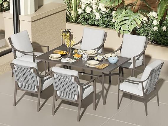7 Piece Patio Dining Set with Swivel Chairs