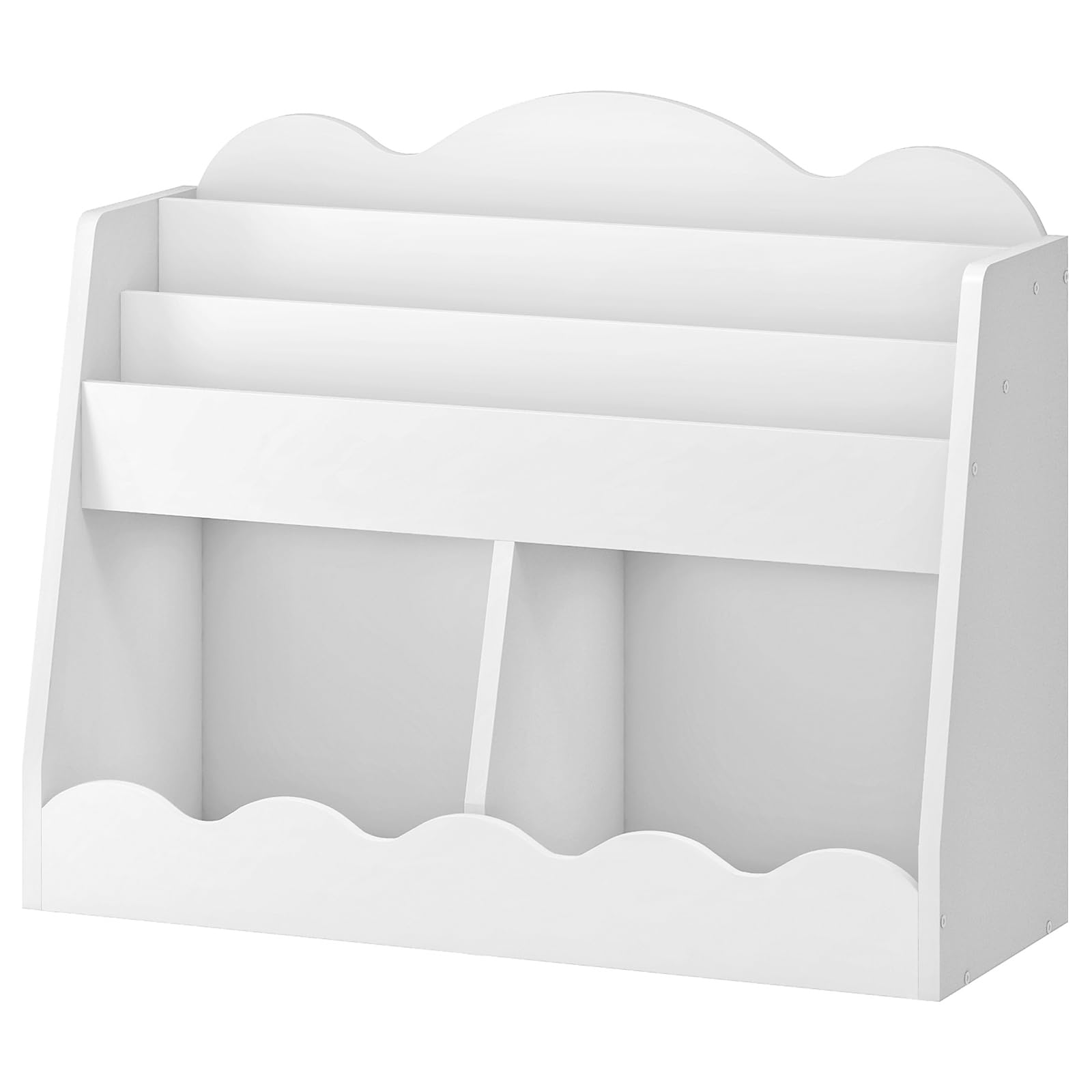 CHOEZON Kids Bookshelf and Toy Storage, Children's Bookcase with 2 Toy Cubes, Toddler Book Shelf for Kids Room, Wooden Book Organizer, for Playroom, Nursery, Living Room, White MCW15WB