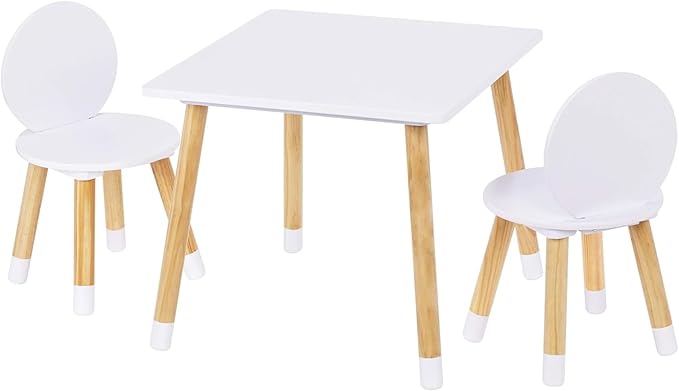 Kids Wood Table and Chair Set - 3 Pieces
