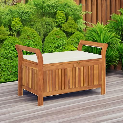 Garden Storage Bench with Cushion