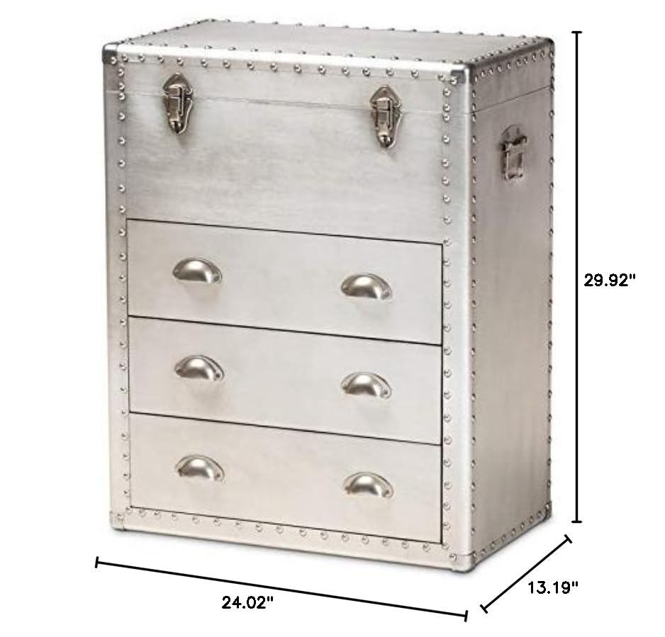 3-Drawer Mid-Century Metal Accent Storage Chest