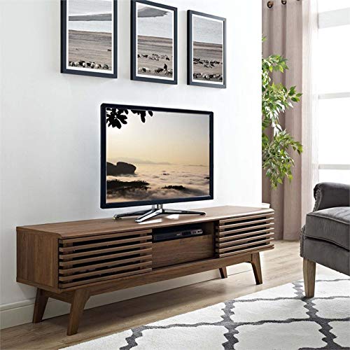 59" Mid-Century Modern TV Stand with Sliding Doors