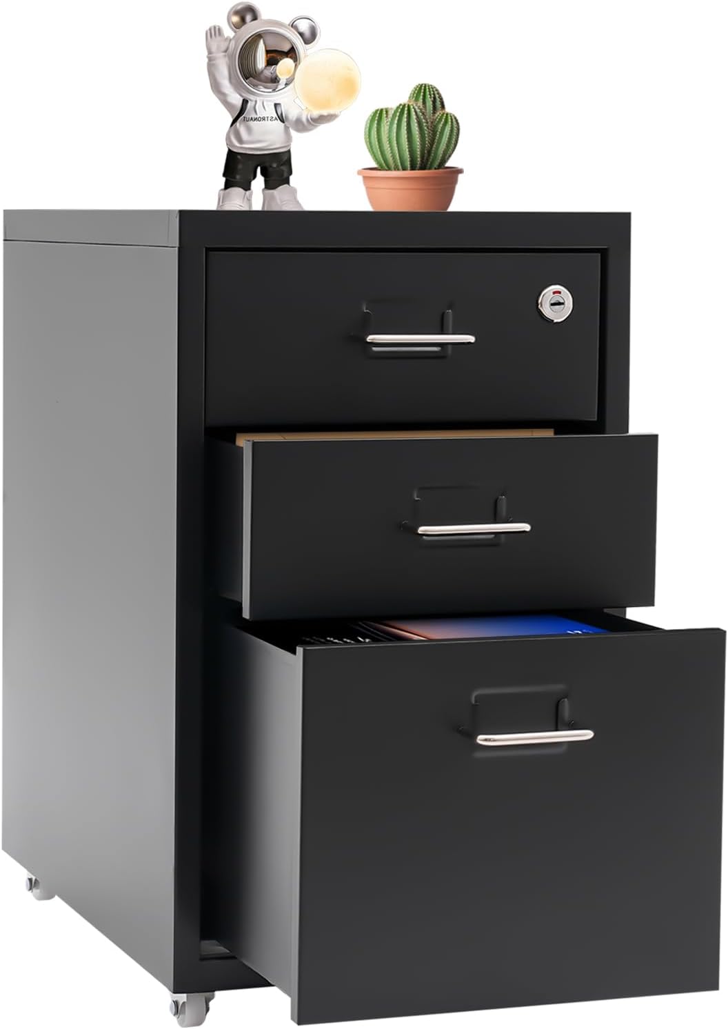 3-Drawer Lockable Mobile File Cabinet
