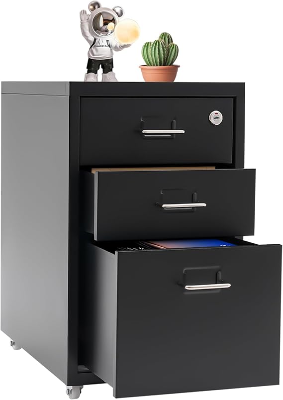 3-Drawer Lockable Mobile File Cabinet